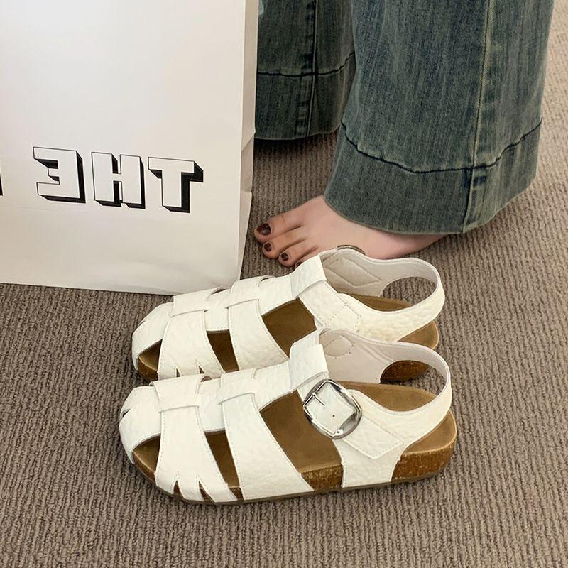 Retro hollow bag head sandals women's summer new versatile woven flat-bottomed casual sandals