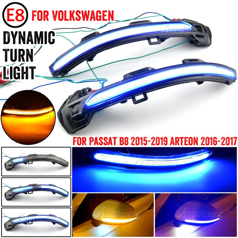 2Pcs Side Mirror Indicator Sequential Blinker For VW Passat B8 Arteon 2015 2016 2017 2018  Dynamic LED Turn Signal Light