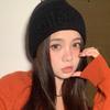 Korean Style Fashion Letter Printed Wool Hat for Women In Autumn and Winter Warm Pullover Cold Hat Showing Face Small Ear Protection Knit Hat Trendy