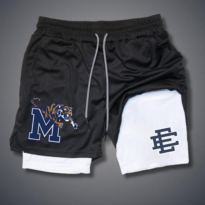 Personalized Printed Shorts Men's Summer New Double-layer Two-in-one Fitness Sports Casual Pants