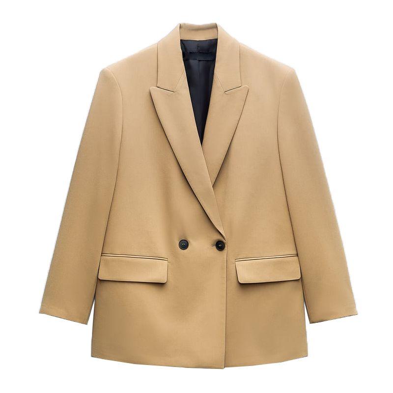 Za New Fall Women's Clothing Work Clothing Casual Polo Collar Long Sleeves Double Breasted Loose Suit Jacket 2753132