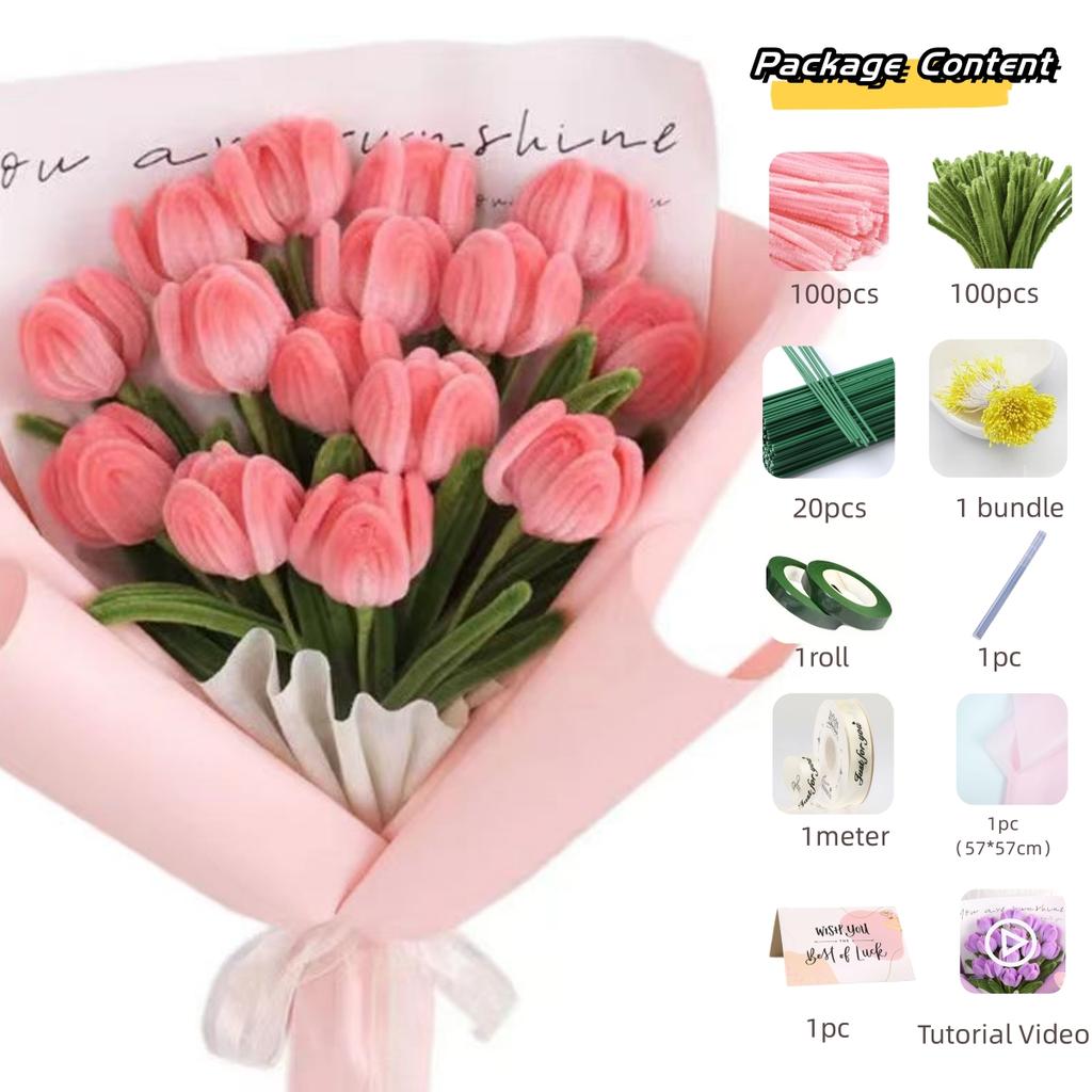200pcs Pipe Cleaners Craft Supplies with 20pcs Metal Rods,1 Glue Bar,1 Garden Tape, 1m Ribbon, 1pc Haze Paper and 1 Gift Card
