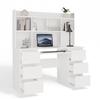 Escritorio Kuba con Estante Blanco Juego de 6 Cajones Estantes para Oficina Habitación de Trabajo