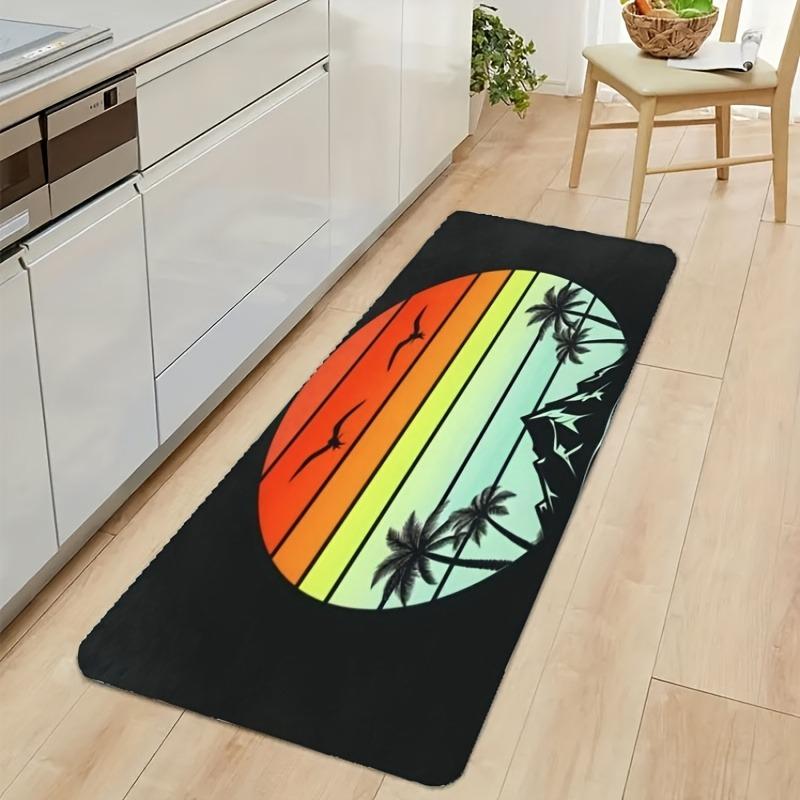1PC Dew-Kissed Rose Kitchen Rug Non-Slip Door Mat Pop Design Bathroom Rug Bath Mat Carpet for Home Sink Laundry Ecoreeree
