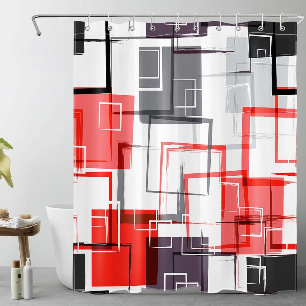 Modern Geometric Shower Curtain Brown Black And White Abstract Geometric Shower Curtain For Bathroom Modern Minimalist Bath