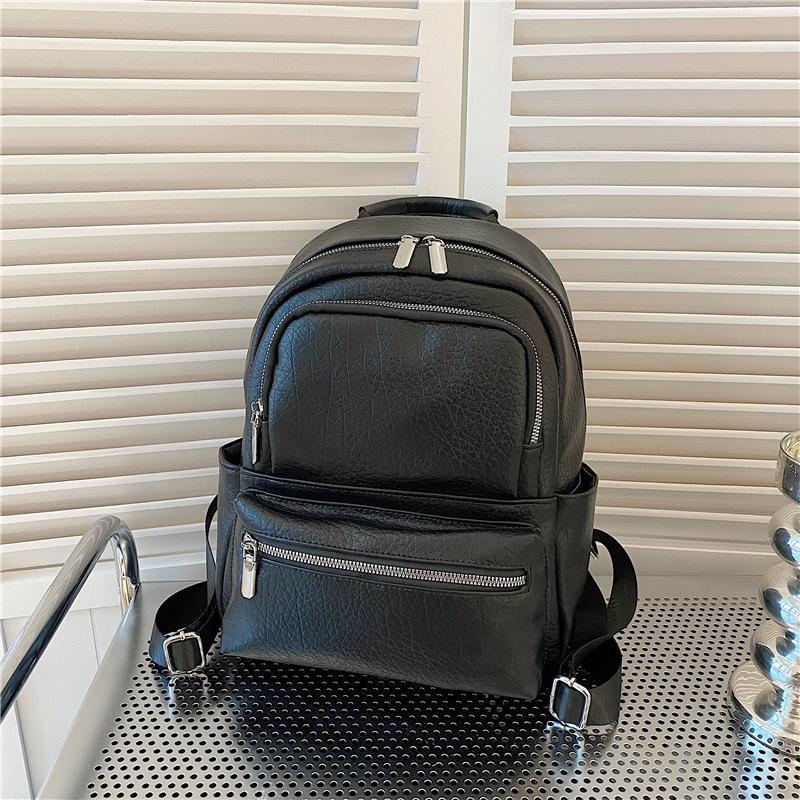 New Style Women's Large-capacity Soft Leather Travel Backpack, Fashionable and Trendy Student Backpack