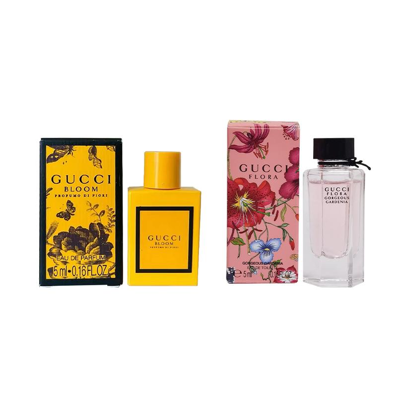 Gucci Набор из двух миниатюр парфюма Qimeng/Huayue/Guilty Love EDP Туалетная вода EDT Huayue Mengyi 5 мл + Gorgeous Gardenia 5 мл коричневый