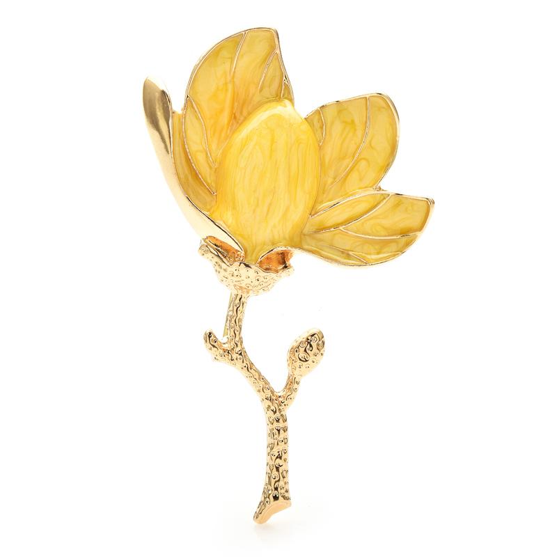 

Wuli&baby Charming Magnolia Flower Brooches For Women Unisex 3-color Enamel Beautiful Flower Party Office Brooch Pins Gifts