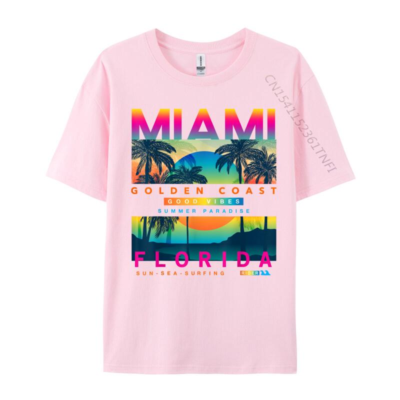Nejnovější trička Oblečení Miami Florida Miami Barevný Východ Slunce Pánské Tričko Nadměrné Pánské Tričko Top Trička Pro Muže