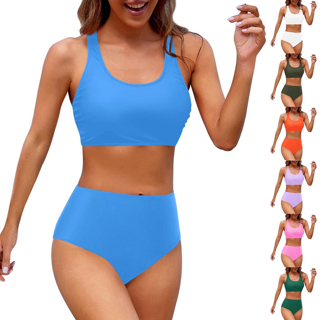 Women's Split Sexy Bikini Fashion High Waist Bra Padded No Steel Bra Swimsuit