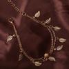 Double Layer Leaves Charm Anklet Foot Chain Summer Women Sandal Ankle Bracelet