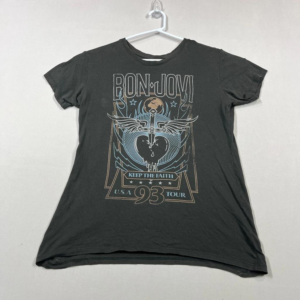 Bon Jovi Band T Shirt Graphic Double Sided Tour Music Tee Womens XS