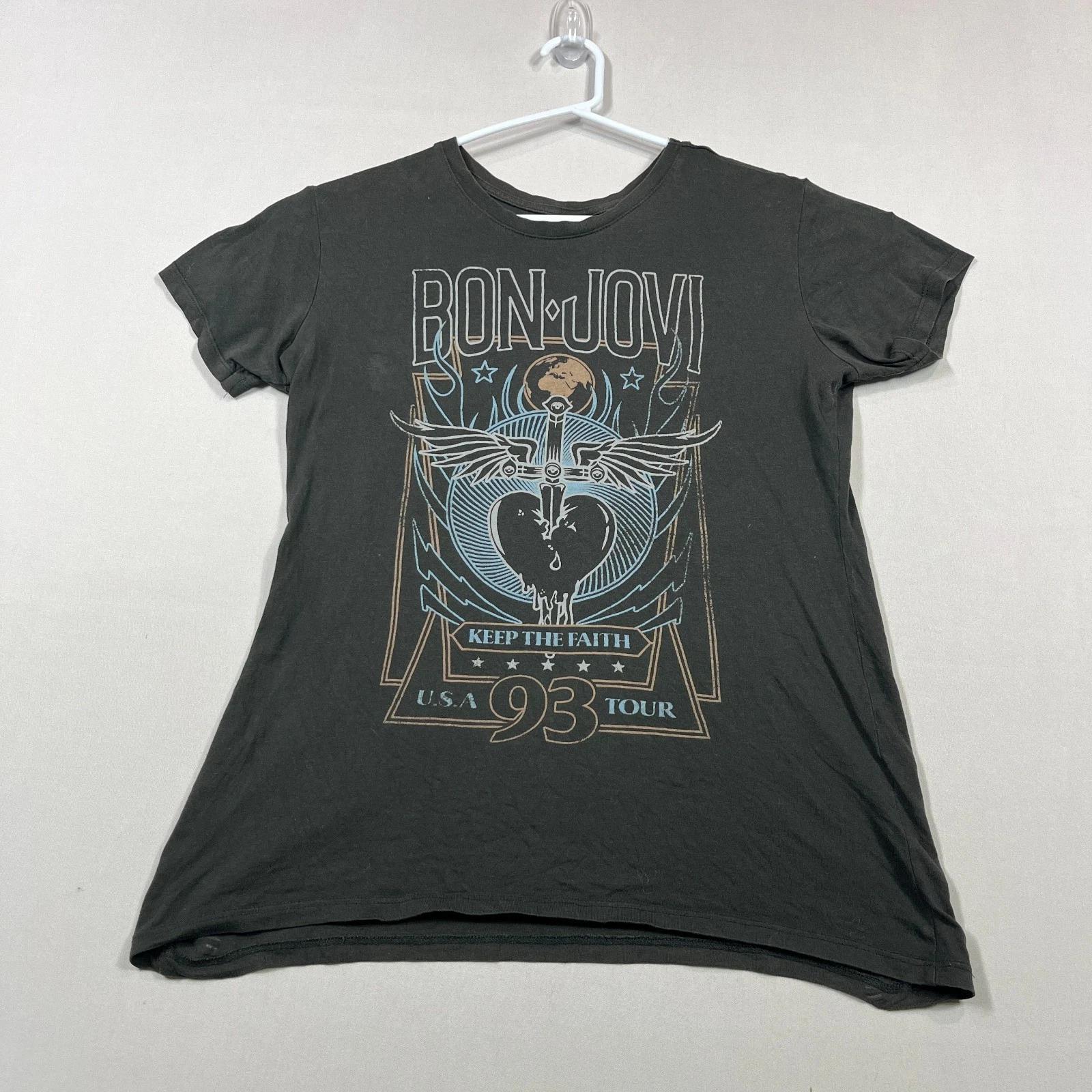 

Bon Jovi Band T Shirt Graphic Double Sided Tour Music Tee Womens XS 2XL