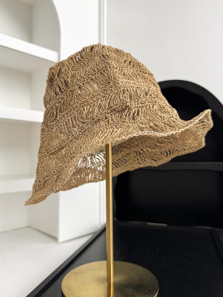 USPOP Women’s Foldable Straw Bucket Hat Summer Sun Hat with Shapeable Brim Breathable Hollow Out Crochet Beach Hat