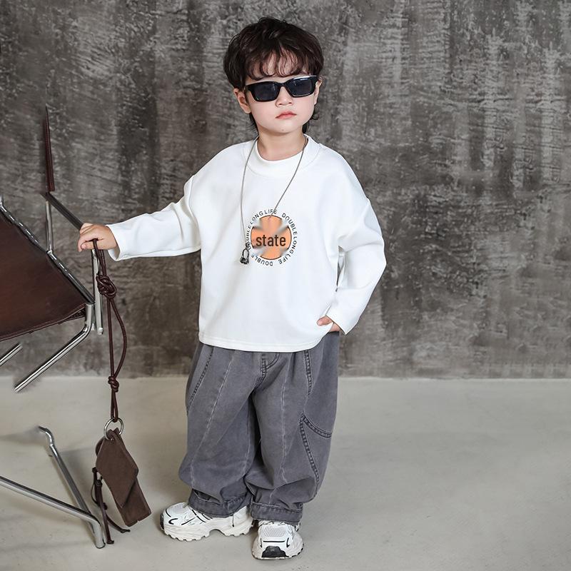 

Осенний комплект для мальчиков в корейском стиле, крутой уличный стиль 2025 - Модный стиль молодого мастера среднего ребенка 130 cm