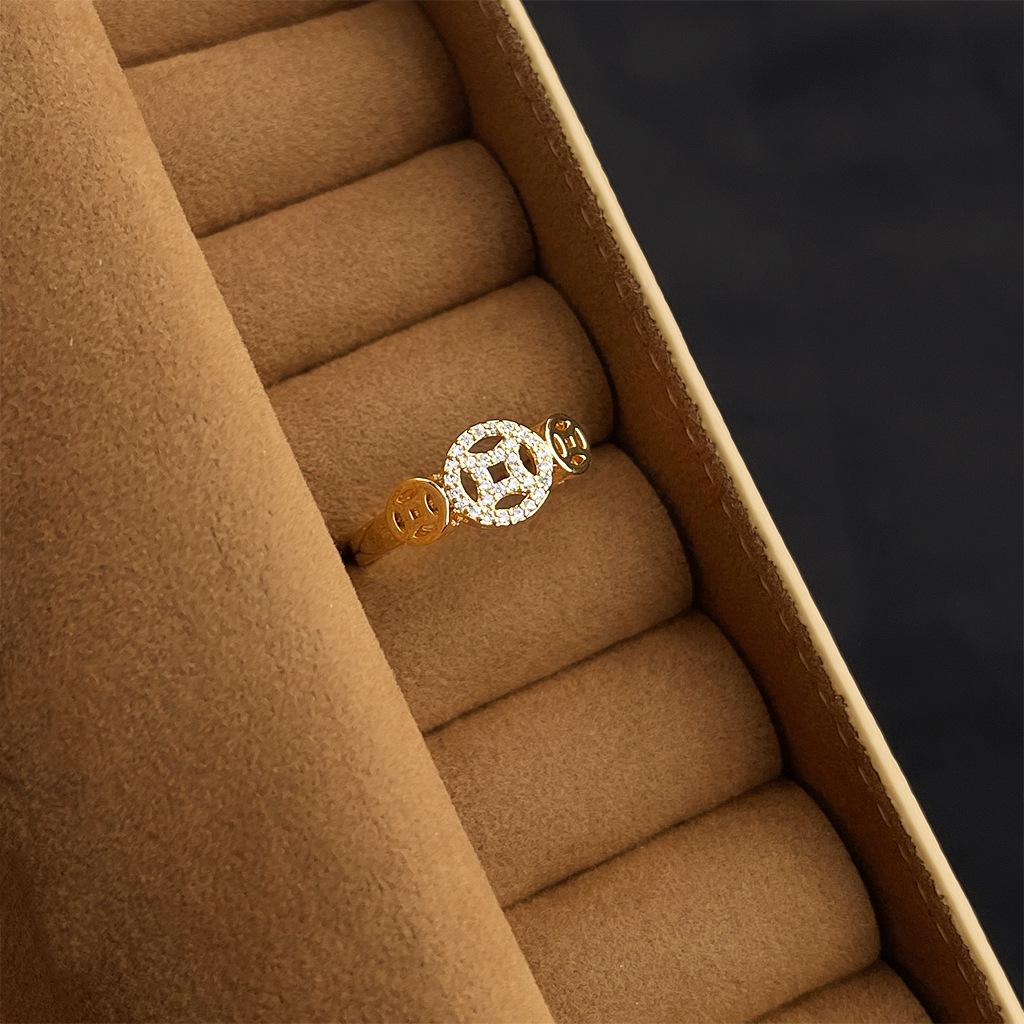Light Luxury High-end Zircon Index Finger Ring Niche Retro Palace Style Ring Fashion Temperament Medieval Style Ring Female