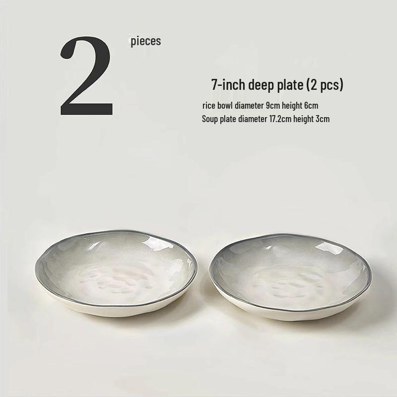 קערת מרק ונודלס קרמית עבה יוקרתית בצבע תת-זיגוג