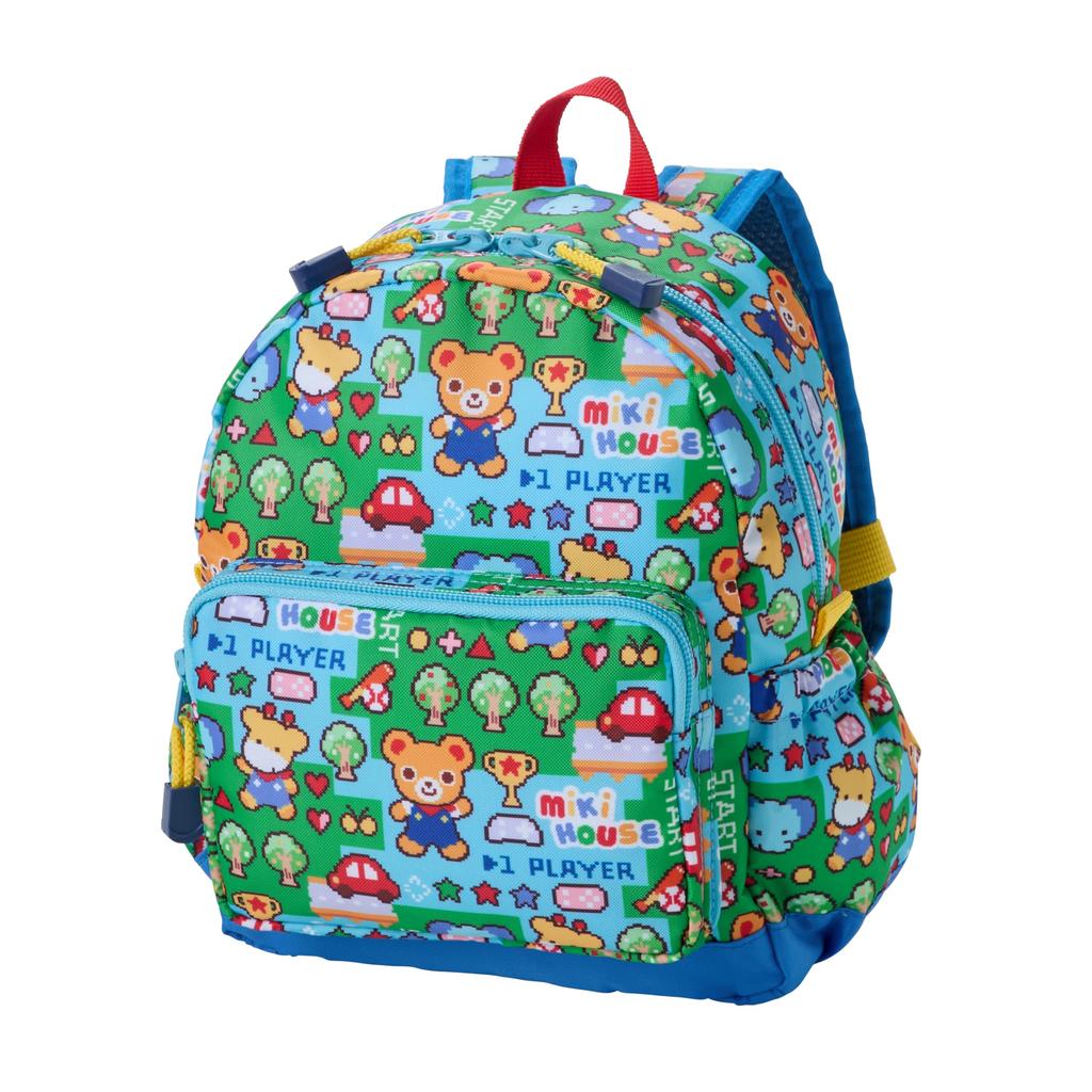 MIKIHOUSE Retro Video Game Print Kids Backpack Rucksack S 6L Polyester Oxford Bear Rabbit Boys Girls Baby Children