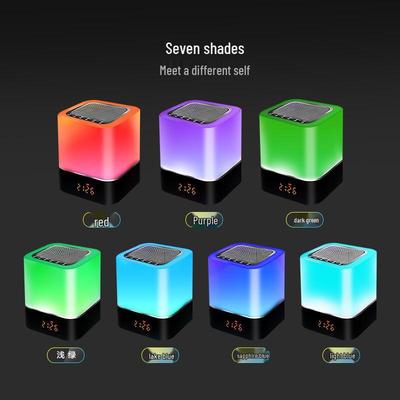 Bluetooth Alarm Clock Speaker with Seven-Color LED Lighting & Subwoofer Night Light