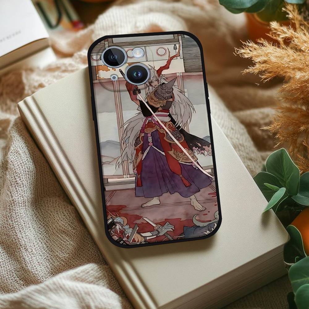 Anime Mononoke Kusuriuri Phone Case For IPhone 1716 15 14 13 Pro Max 11 12 Mini X Xs XR Black Silicone Cover