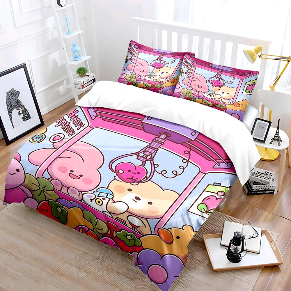 Cute characters in claw machine Bedding Set for Kids Luxury Gift 3pcs Digital Print Comforter Set Soft Comfortable Breathable
