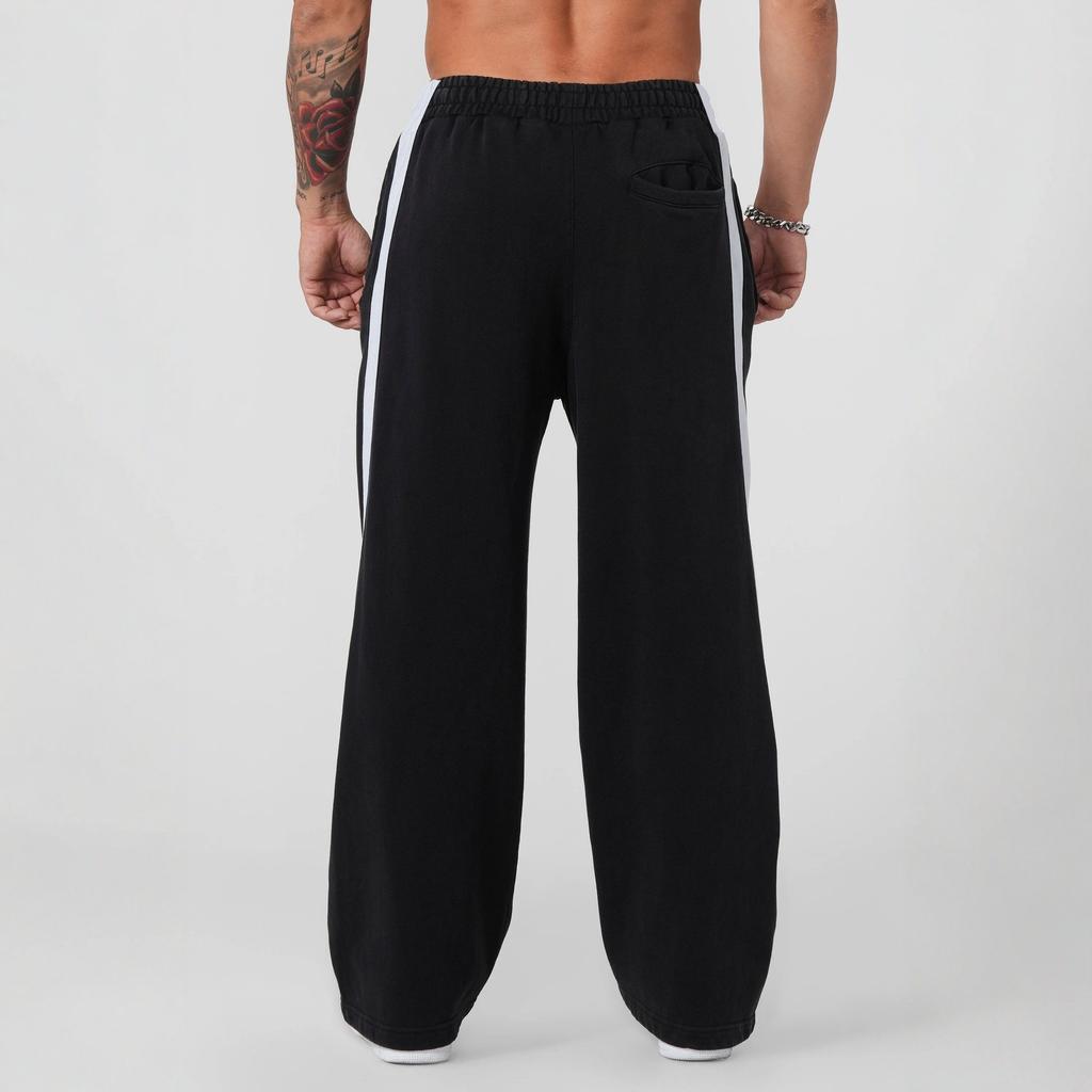Pantalon de sport pour homme Imprimé rayé Respirant Jambe droite Salle de sport Course à pied Décontracté Pantalon de survêtement