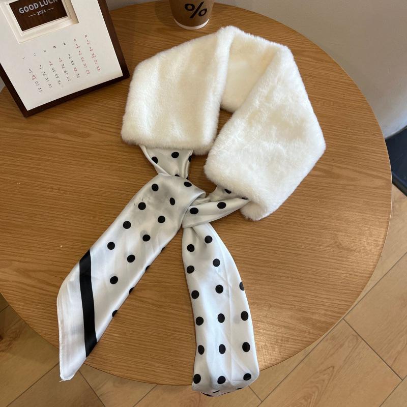 Exquisite Women's Korean Style Plush Scarf - Versatile Neck Warmer for Autumn and Winter