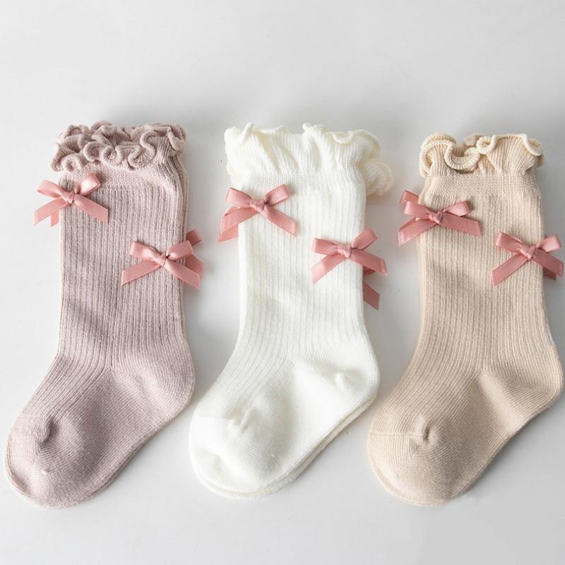 Cotton Newborn Baby Socks Spring Autumn High Quality Infant Toddler Mid-calf Sock Fashion Sweet Bowknot Princess Socks For Girls