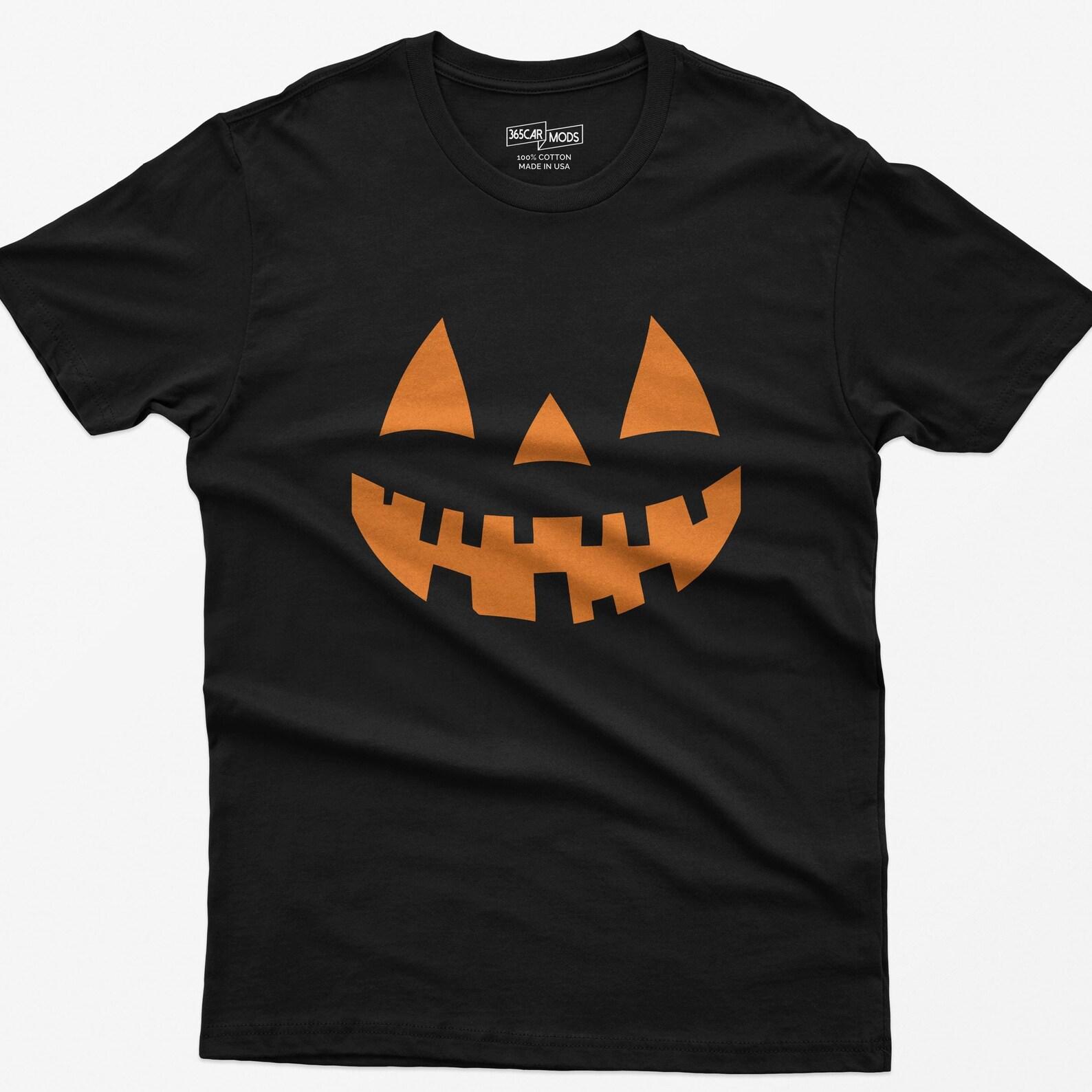 Pumpkin Face Halloween T-Shirt: Spooky Jack-O -Lantern Tee M