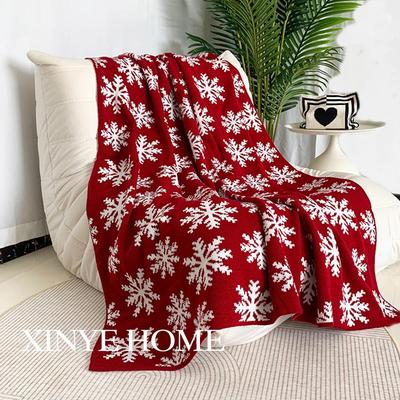 Coperta Festiva in Maglia Rossa per le Feste - Plaid Decorativo per Divano, Soggiorno o Camera da Letto