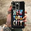 NYC New York City Soft Phone Case For iPhone 15 16 17 Air 14 Pro Max 16E Plus 13 12 Mini Plating Anti-Fall Fundas