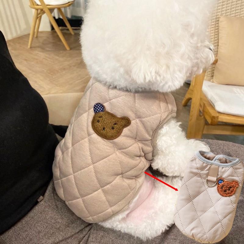 

Зимняя одежда для собак, пальто для домашних животных, хлопковая однотонная куртка с принтом медведя для щенков, одежда для кошек чихуахуа бишон, теплый жилет для собак, товары для животных L