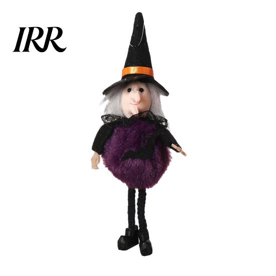 Seasonal Holiday Decoration Halloween Plush Pom Hanging Decoration, Pumpkin/Ghost/Black Cat/Witch Doll Witch Ornament for Tree, Porch, Window