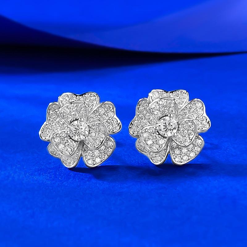 Exquisite S925 Silver Diamond Flower Stud Earrings - 2026 Fashionable Design S925 Silver