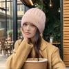 Women's Korean Fashion Mink Knitted Hat – Versatile Solid Color, Plus Velvet, Thickened, Cold-Proof Wool