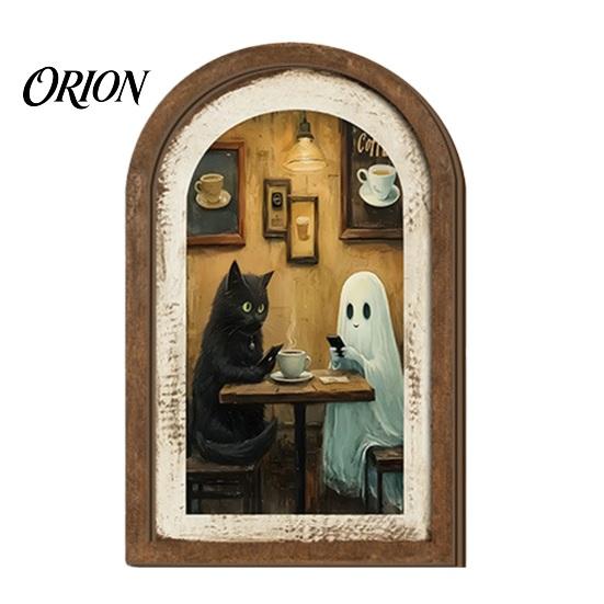 Cute Ghost Decoration Arch Wooden Sign, Halloween Table Rustic Farmhouse Arched Sign Shelf Decor, Decorative Wall Art for Mantel Living Room
