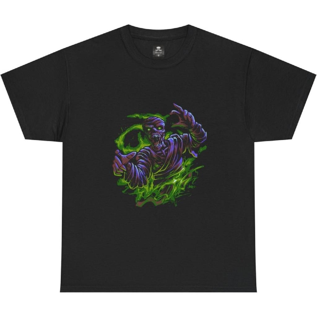 Scary Mummy Halloween T-Shirt, Spooky Horror Tee, Vibrant Costume Top, Unisex Heavy Cotton Shirt, Creepy Holiday Apparel