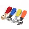 Custom LOGO Vintage PU Leather Keychain Laser Engrave Metal Car Keyring Personalize Texts Key Chains for Men and Women Gift