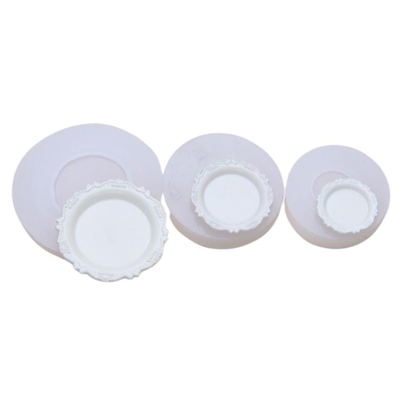 Mini Scene Plate Mold in Flexible Silicone, Ornate Edge Casting Mold for Resin Craft Projects and Display Pieces