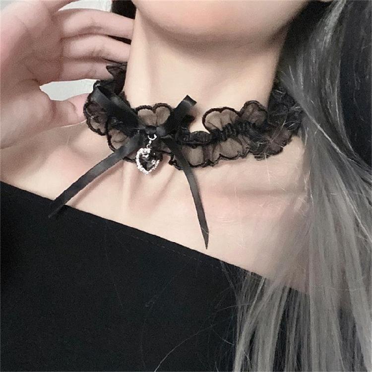 Bows Choker Lolit Choker Necklace Ribbon Choker Vintage Lace Choker Goth Choker