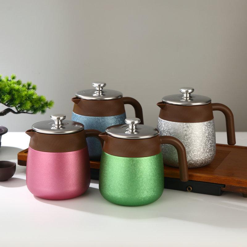 Large-Capacity Titanium-Plated Thermos Flask with Tea Brewing and Separation for Health Preservation