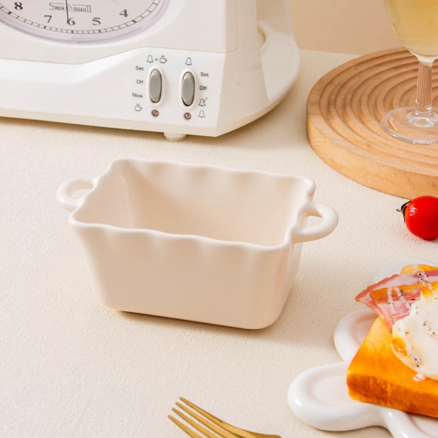 Nordic Ceramic Plate Square Double Handle Baking Dish Ins Home High Value Gratin Plate белый