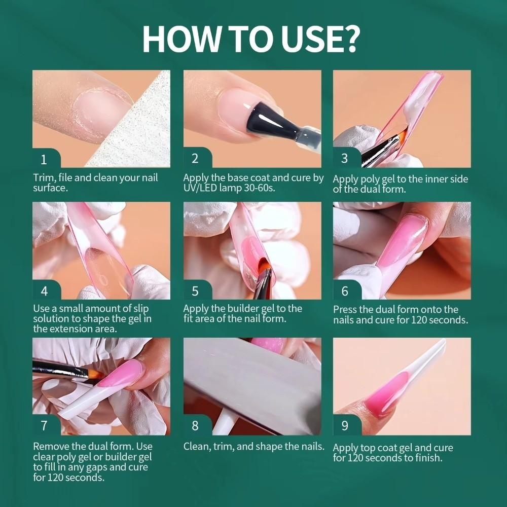 240pcs Coffin Shape Sandwich Nail Forms Almond Shape Ultra-Thin Double-Sided Fake Nails with Auxiliary Line Clear Extension