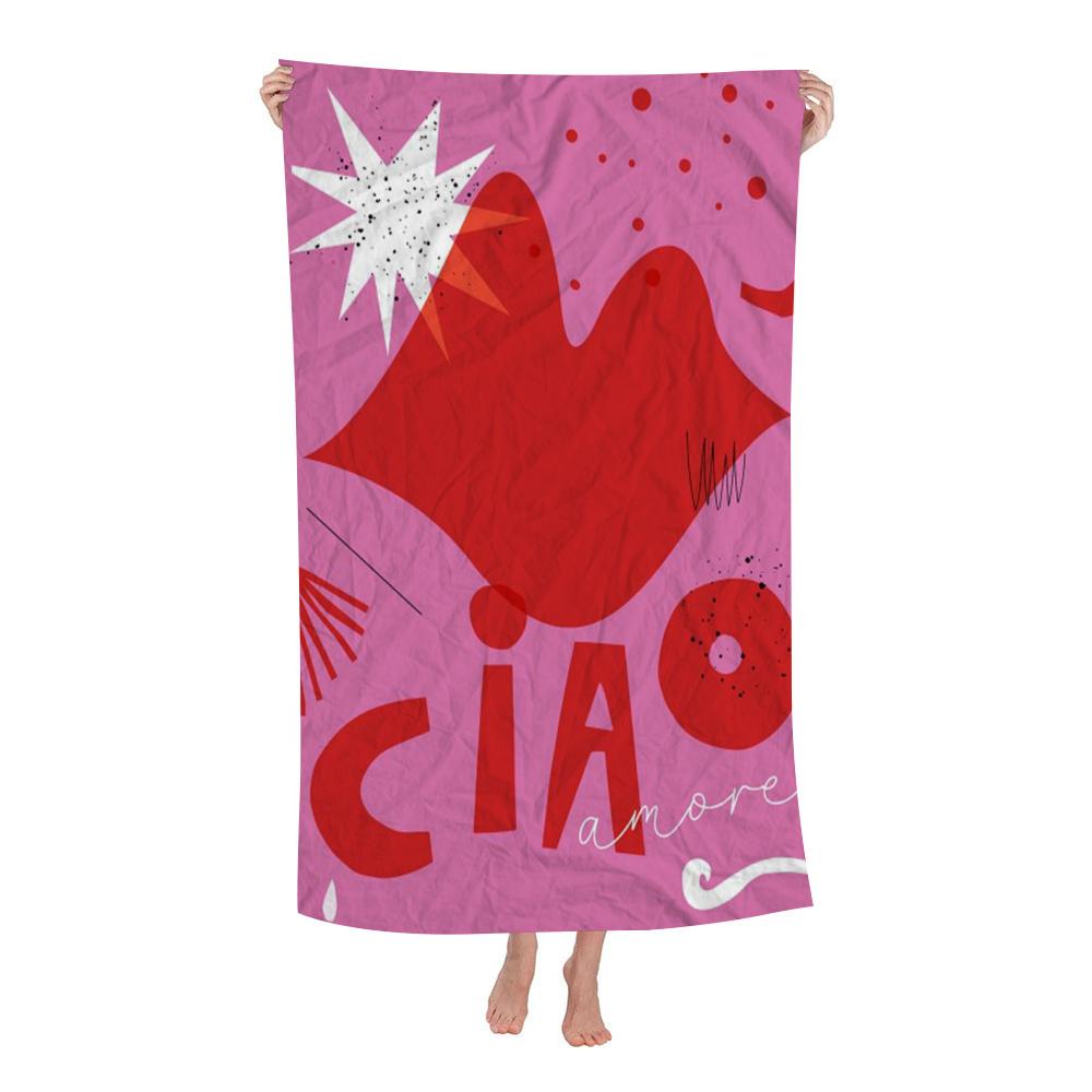 Minimalism Decor Ciao Amore With Love Cartoon Beach Towel Cute Kawaii Room Decor Bath Girls Children Hand Towels For Bathroom