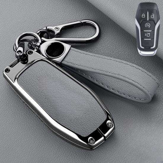 Zinc Alloy Leather Car Remote Key Fob Case Cover Holder For Lincoln MKC MKX MKZ