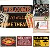 2D Flat Decorative Iron Metal Sign Featuring Vintage Pattern and Protective Coating for Various Settings