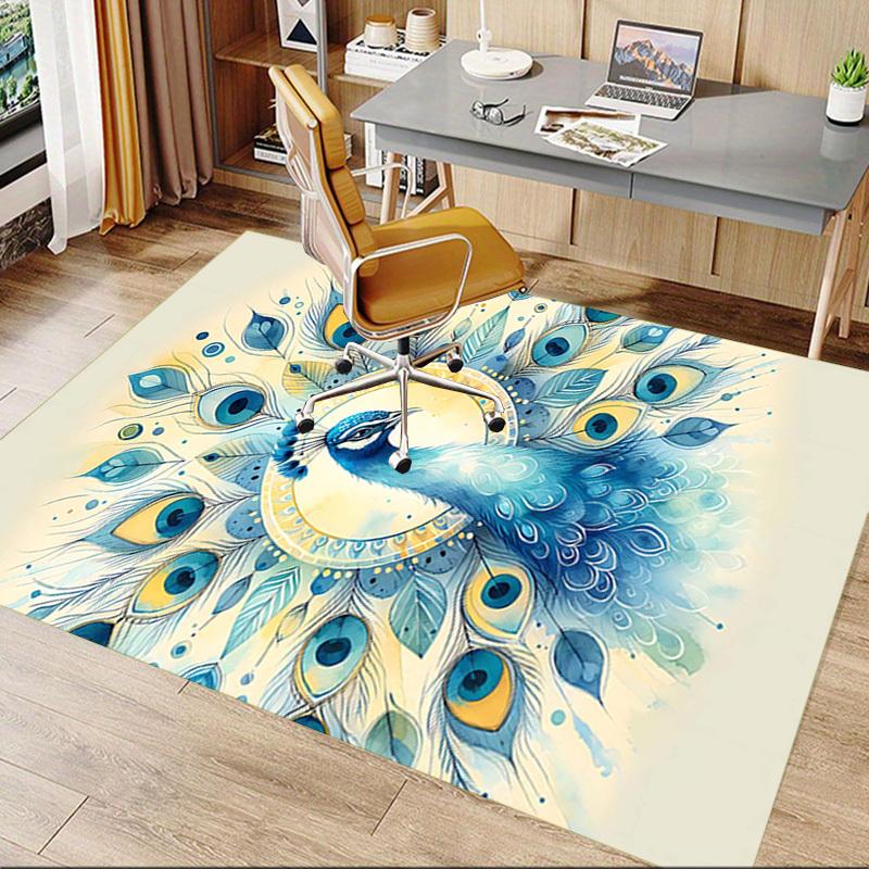 1PC Peacock Feathers Extra Large Non Slip Floor carpet, Office, family, Studio   Large Area Rug Indoor Rugs, Bold Statement Piece