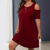 2026 Spring/Summer Plus Size Off-the-Shoulder Short Sleeve Dress for Women