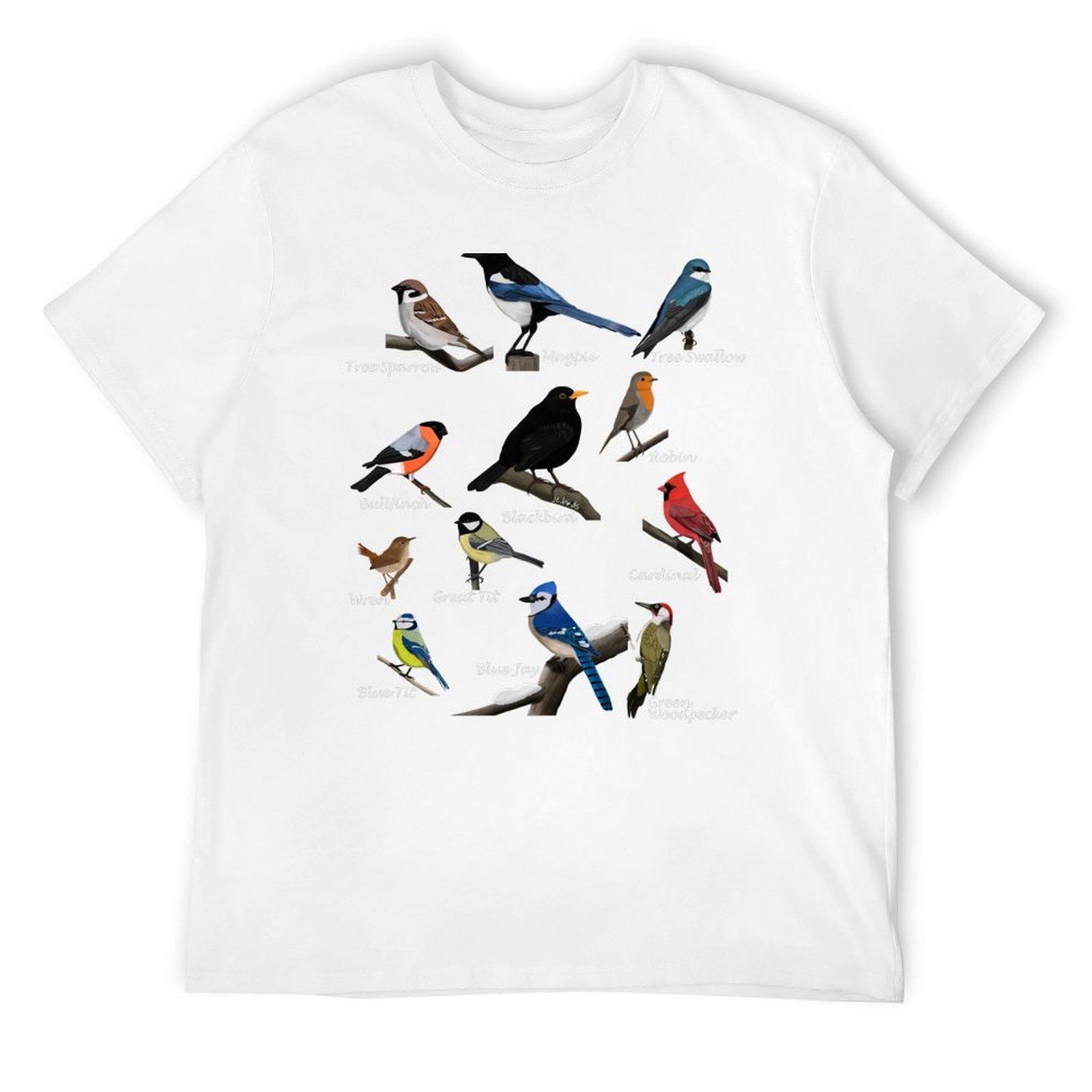 

Backyard Birds Drawing T-Shirt quick drying sublime customizeds mens graphic t-shirts hip hop L