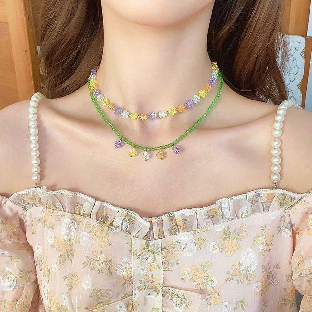 

Korean Style Y2K Necklace Multi-color Girl Beaded Necklace Valentines Day Gifts